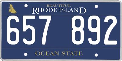 RI license plate 657892