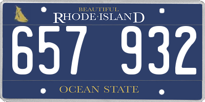 RI license plate 657932