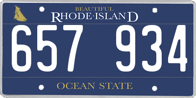 RI license plate 657934