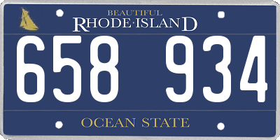 RI license plate 658934