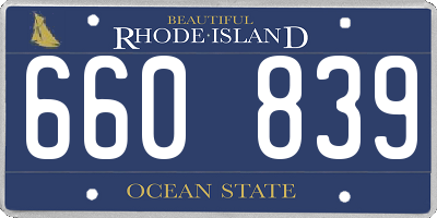 RI license plate 660839