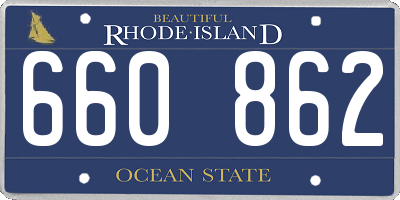 RI license plate 660862