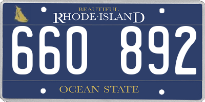 RI license plate 660892