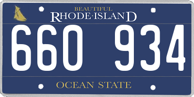 RI license plate 660934