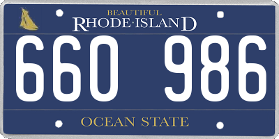 RI license plate 660986