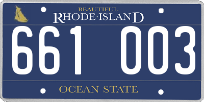 RI license plate 661003
