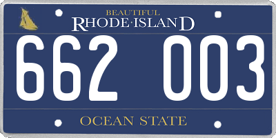 RI license plate 662003