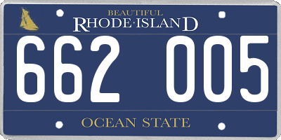 RI license plate 662005
