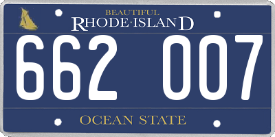 RI license plate 662007