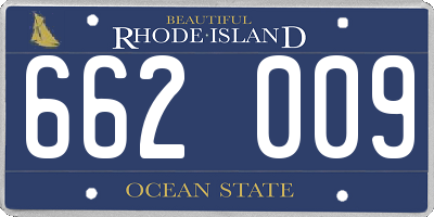 RI license plate 662009