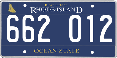RI license plate 662012