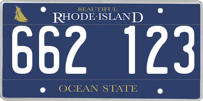 RI license plate 662123