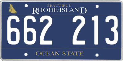 RI license plate 662213