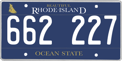 RI license plate 662227