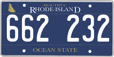 RI license plate 662232