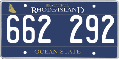RI license plate 662292