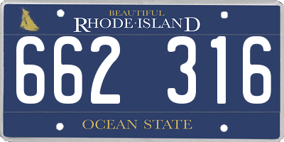 RI license plate 662316