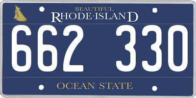 RI license plate 662330