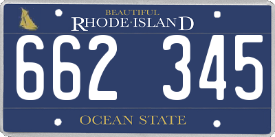RI license plate 662345