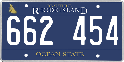 RI license plate 662454