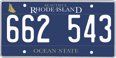 RI license plate 662543