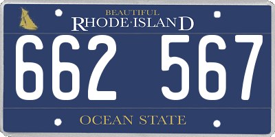 RI license plate 662567