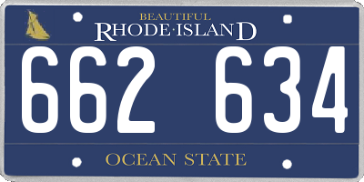 RI license plate 662634