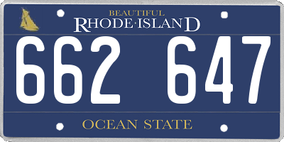 RI license plate 662647