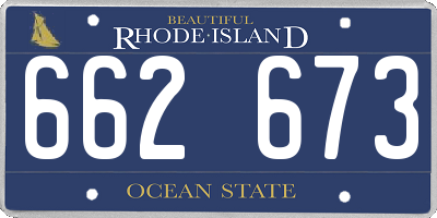 RI license plate 662673