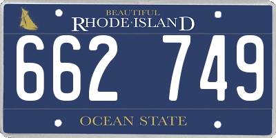 RI license plate 662749