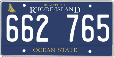 RI license plate 662765