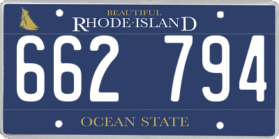 RI license plate 662794