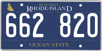 RI license plate 662820