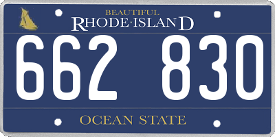 RI license plate 662830