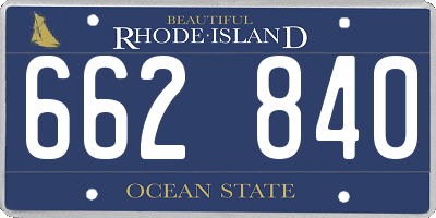 RI license plate 662840