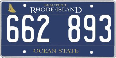 RI license plate 662893