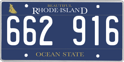 RI license plate 662916