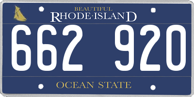 RI license plate 662920