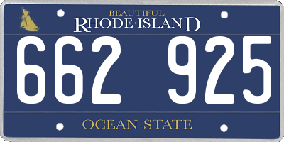 RI license plate 662925
