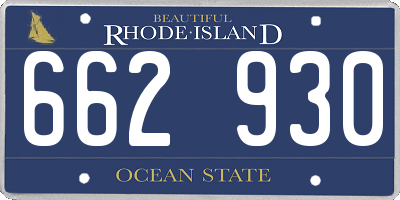 RI license plate 662930