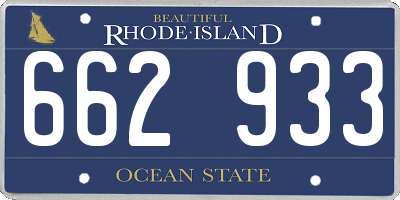 RI license plate 662933
