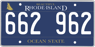 RI license plate 662962