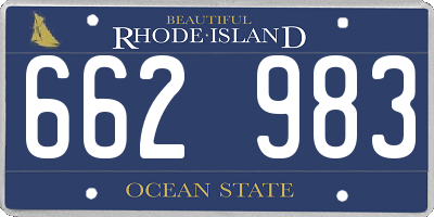 RI license plate 662983