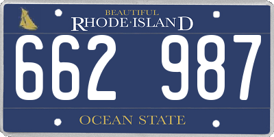 RI license plate 662987