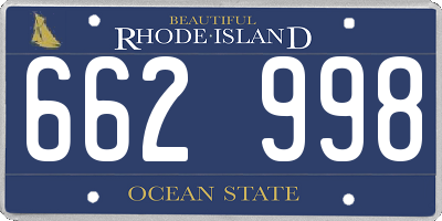 RI license plate 662998