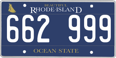 RI license plate 662999