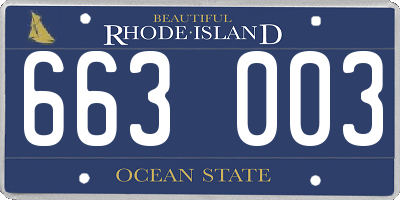 RI license plate 663003