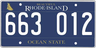 RI license plate 663012