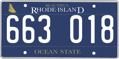 RI license plate 663018