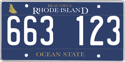 RI license plate 663123